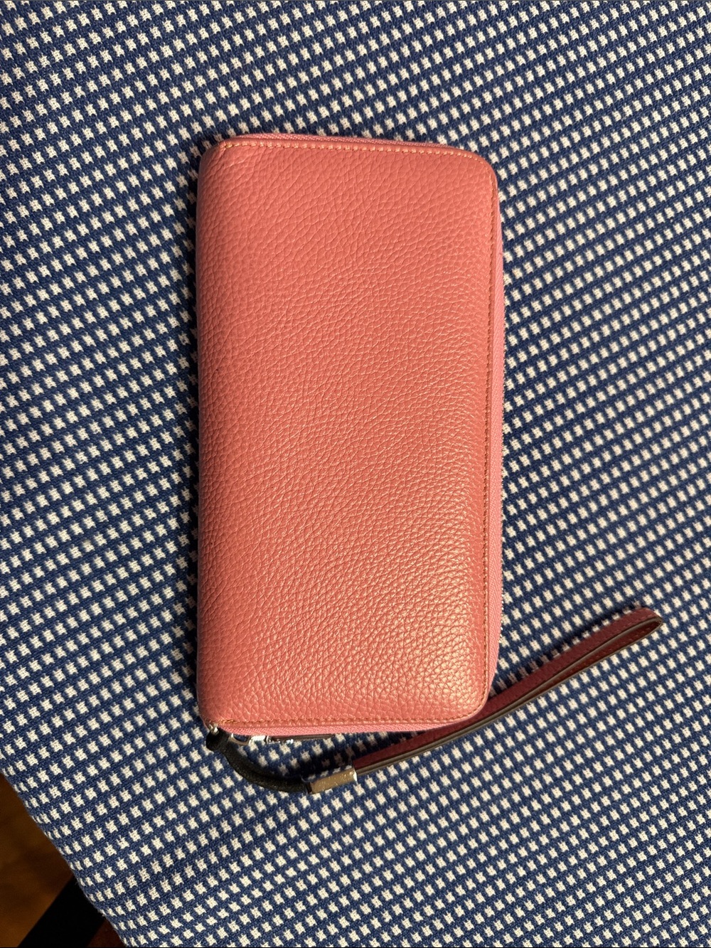 Pink Pebble Leather Zip Wallet